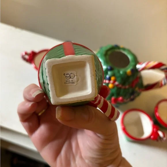 Vintage Retired Department 56 Christmas Tea "O Christmas Tree" Tea Set - Picture 8 of 16